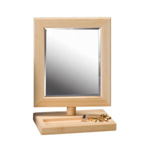 WOODEN FRAME MIRROR WITH TRAY